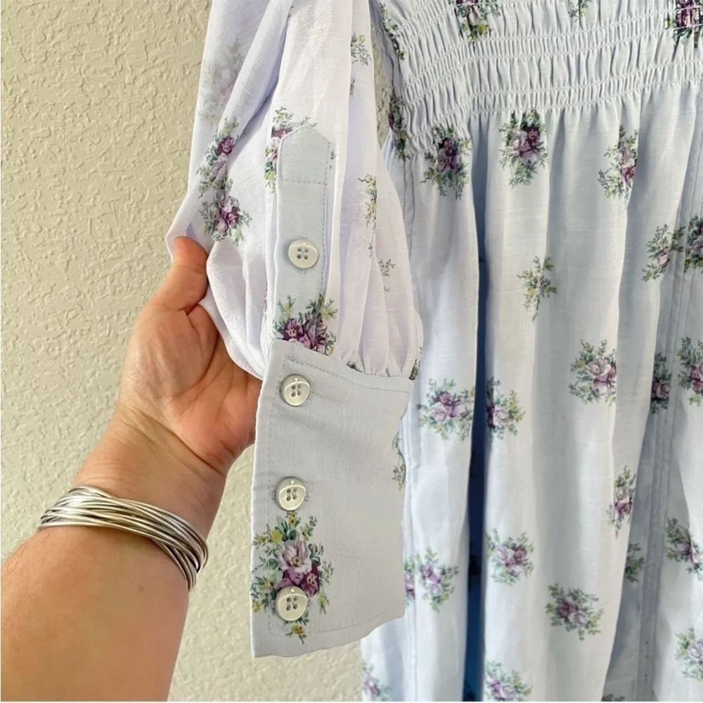 GANNI Light Blue Floral Midi Dress - Picture 6 of 13